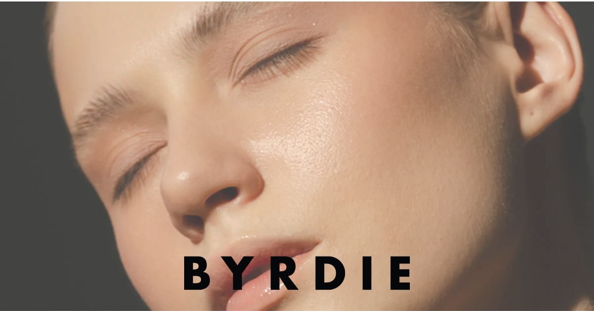 Byrdie logo over model face