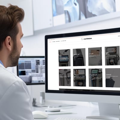 Male-doctor-looking-at-computer-showing-Cartessa-website