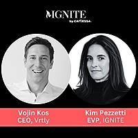headshot of Vojin Vos, CEO, Vrtly, and Kim Pezzetti, EVP, IGNITE 