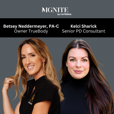 headshot of Betsey Neddermeyer, founder of True Body MediSpa, and Kelci Sharick from Cartessa's IGNITE program